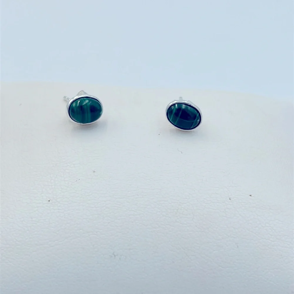 925 Sterling Silver Malachite Stud Earrings